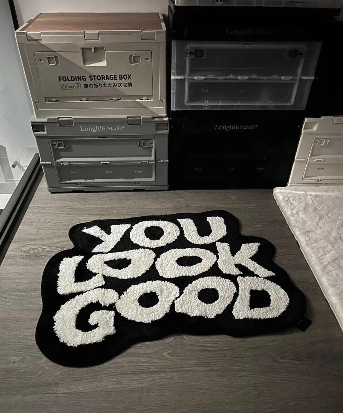 Letter flocking carpet, bedroom, bedside, bathroom, living room area door chair fashionable floor mat, anti-slip and water-absorbing H260226
