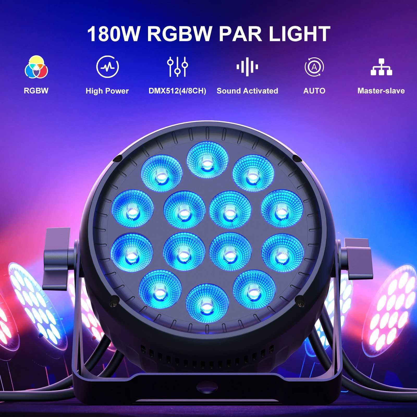 4PCS 14LED RGBW Stage Par Lights 180W DJ Disco Party Lights Sound Activated Stage Effect Lighting Projector for Concert TheaterXJ250527