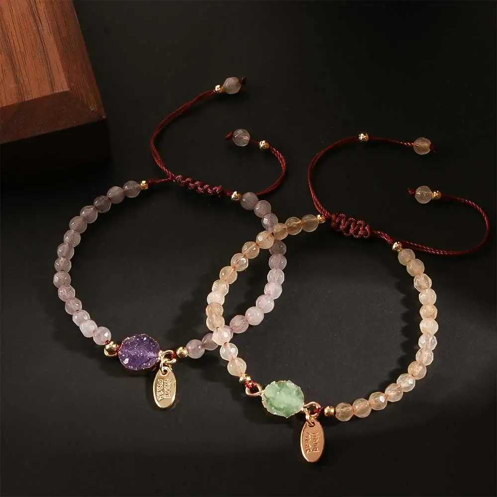 Women Charm With Stone Adjustable Bangle Weave Rope Bracelet Jewelry Natural Stone Handmade W250526