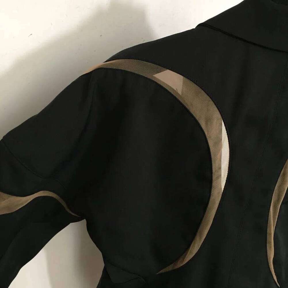 New Arrival V-Neck Mesh Splicing Design Short Coat Fall Winter Fashion Jacket Waist Slim With Bone Tight-Fitting Suit