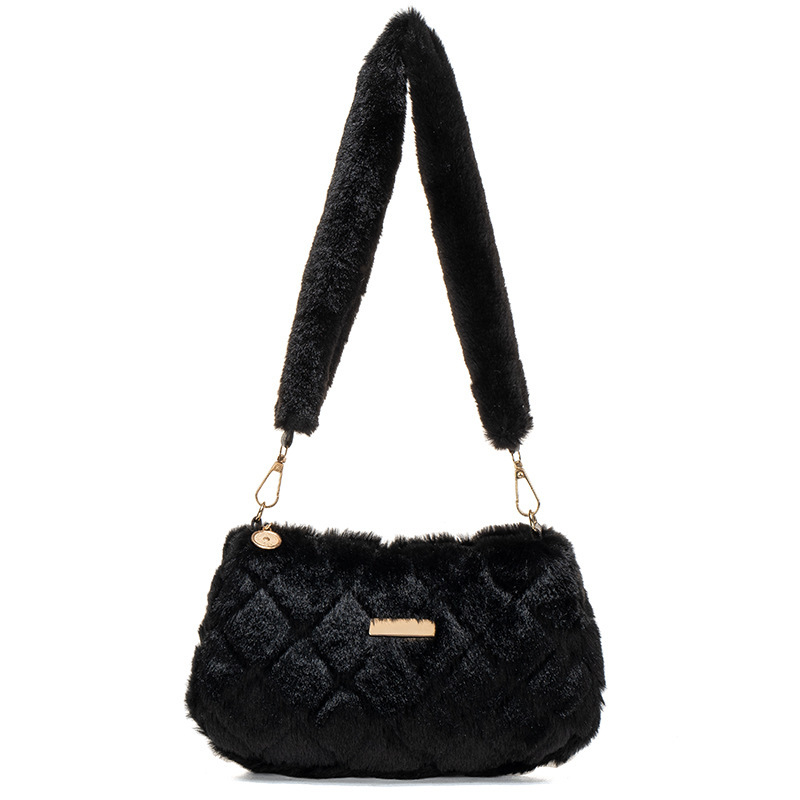 Top Brand High Quality New Style Plush Bag 2024 New Design Versatile Textured Shoulder Bag Foreign Trade Women's Fashion Furry Bag New Free Deliv
