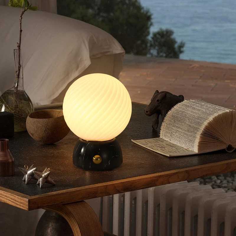 Wholesale Restaurant Decoration Cordless Travertine Table Lamp Battery Operated Bar Rechargeable Table Lamp stone base XJ250527