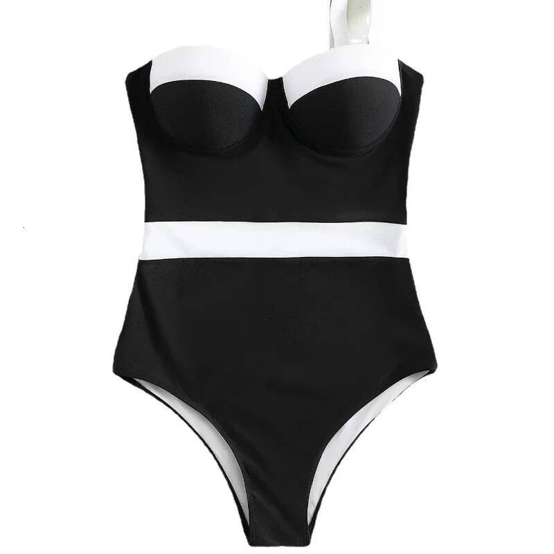 Sexy Push Up One Piece Swimsuit Colorblock Swimwear Women Underwire Bodysuit Female Bathing New Swimming Suit