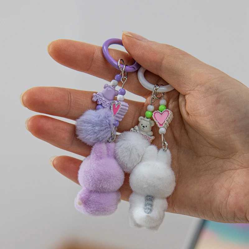 Kawaii Labubu Keychain Bag Cell Phone Charm Key Chain Cartoon Plush Labubu Backpack Hanging Pendants Students Kids Fridens Gifts W250526