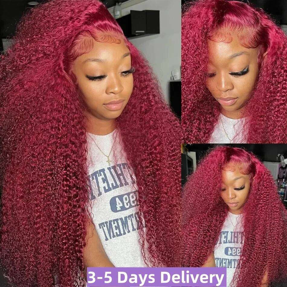 Mossily Bury Curly 13x6 HD Lace Frontal Wigs Human Hair 13x5 Wet And Wavy 99J Red Colored Deep Wave Wig For Women 30 36 Inch