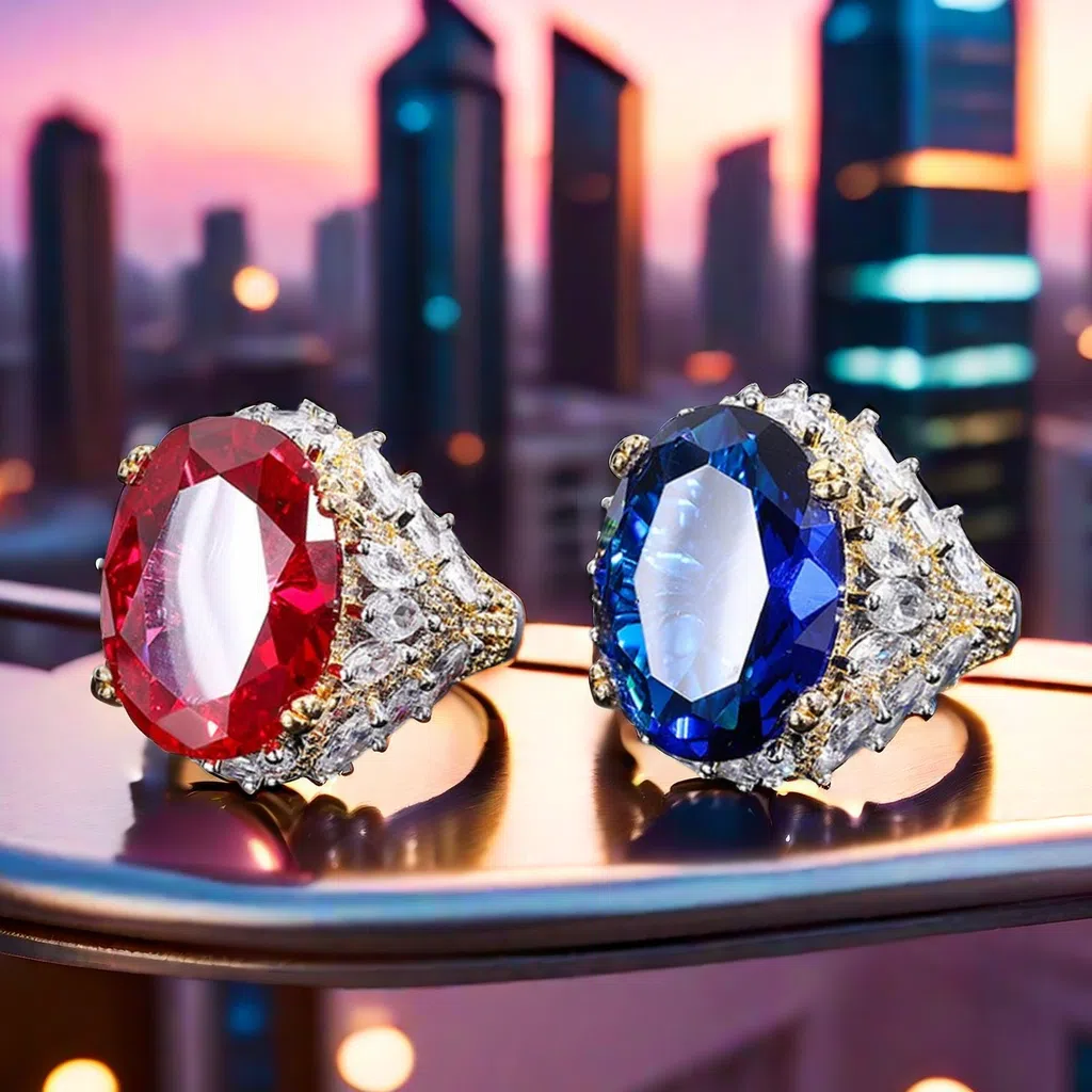15*20 Luxury Large Pigeon Egg S925 sterling Silver High Carbon Diamond Simulated Red Ruby Sapphire Celebrity Trendy Personalized queen Wedding Birthda