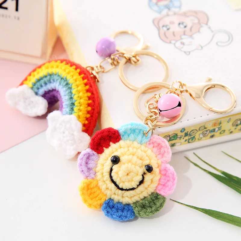 Cute Fruit Crochet Keychain For Car Keys Accessories Creative Knitting Rainbow Keychain Lemon Doll Knitted Keyring Wholesale W250526
