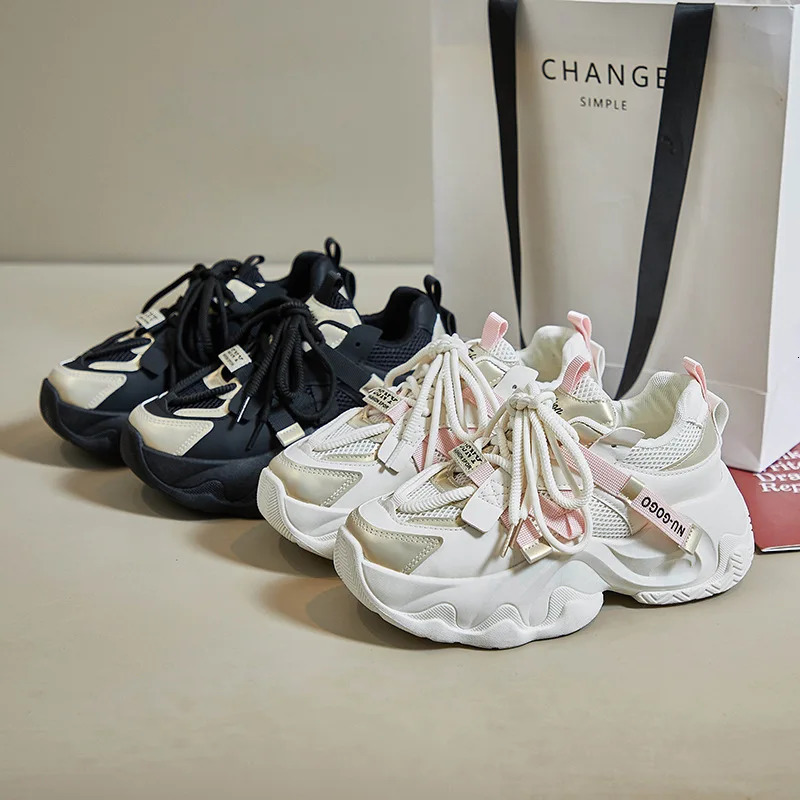 Womens Sneakers Tennis Female Shoes Platform Roses Trainers Mesh Black Casual Thick Sole Fashion Summer Leisure Sneakers Me 250526