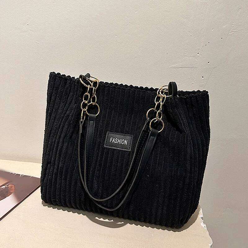 Fashion Corduroy Tote Solid Color Shoulder Bag, Women's Casual Handbag For Commute Work
