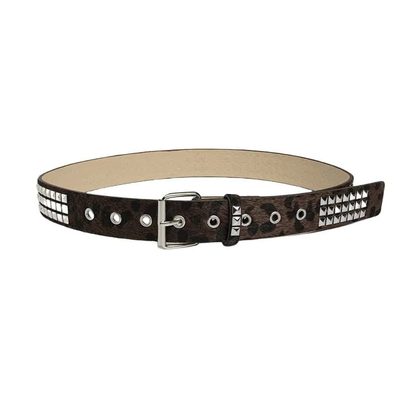Punk Pink Fur Rivets For Womens Belt Hip Hop Y2k Girls Jeans Accessories Girdle Goth Retro Brown Pin Buckle Pu Waistband 250520