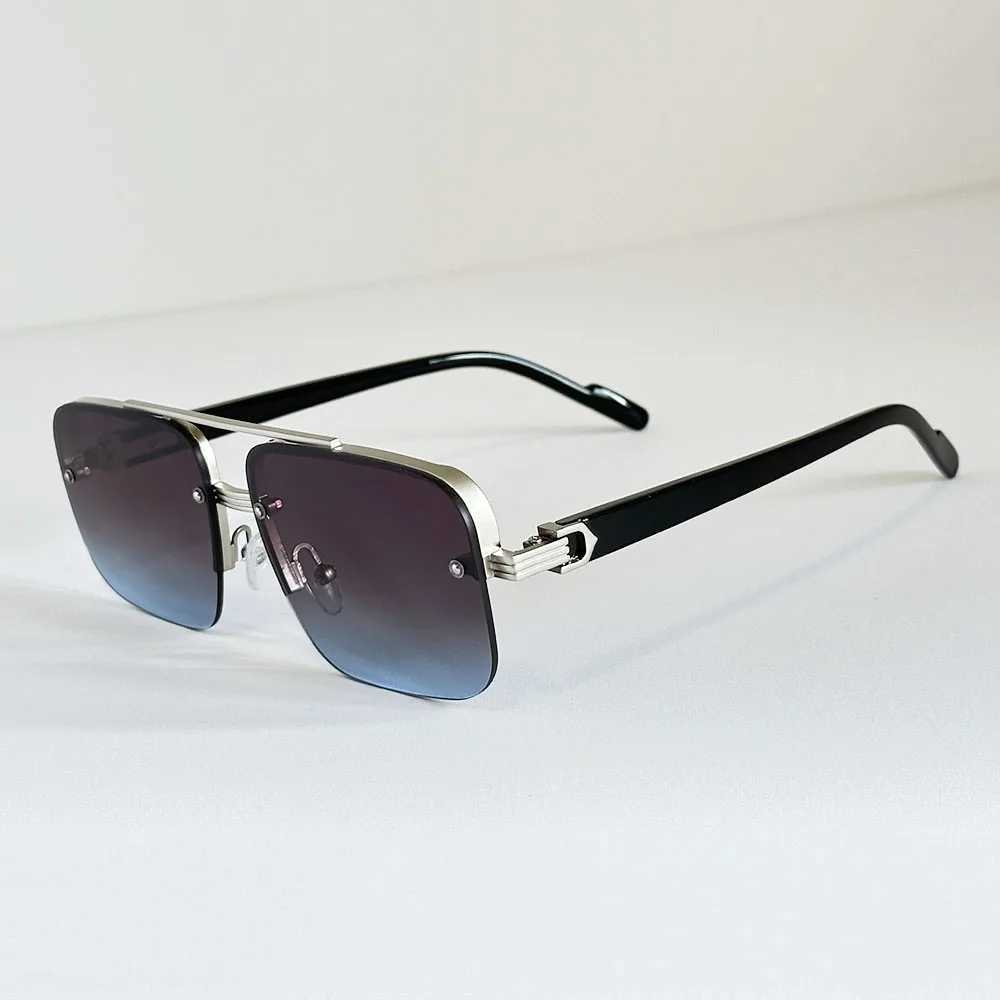 2025 Square Sunglasses Men Vintage Semi Rimless Sunglasses Women Vacation Fashion Glasses Mens Sunglasses Womens Sunglasses Z250527