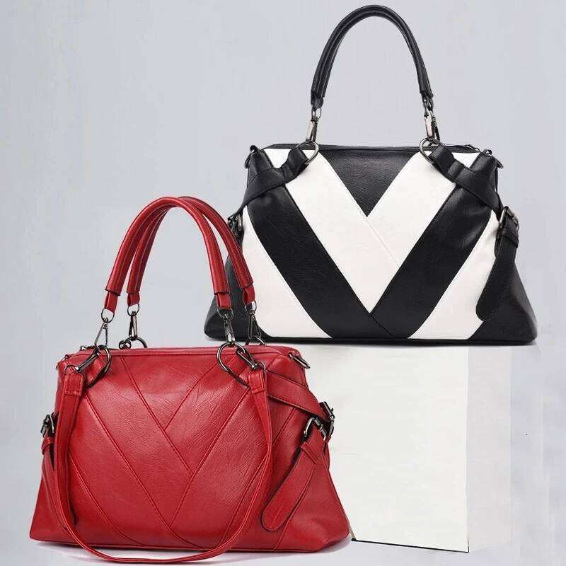 Female Solid Color Patchwork Shoulder Women Designer Handbag Ladies PU Leather Crossbody Bag