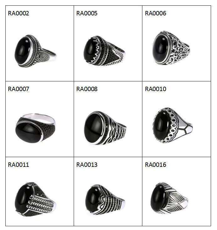 Natural Black Onyx Stone Men Rings Jewelry Fashion Ring