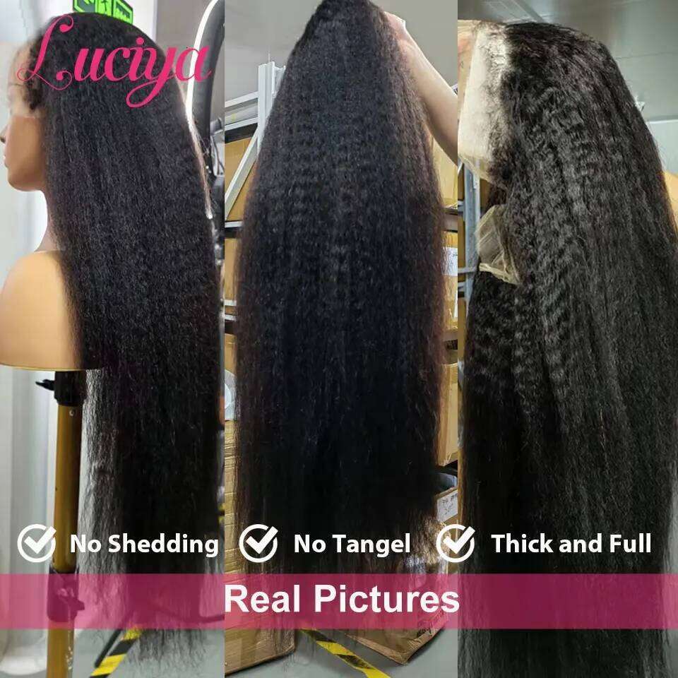 Kinky Straight Ready To Wear 13x4/13x6 HD Front Human Hair Yaki Frontal Wigs 5x5 Lace Closure Wigs