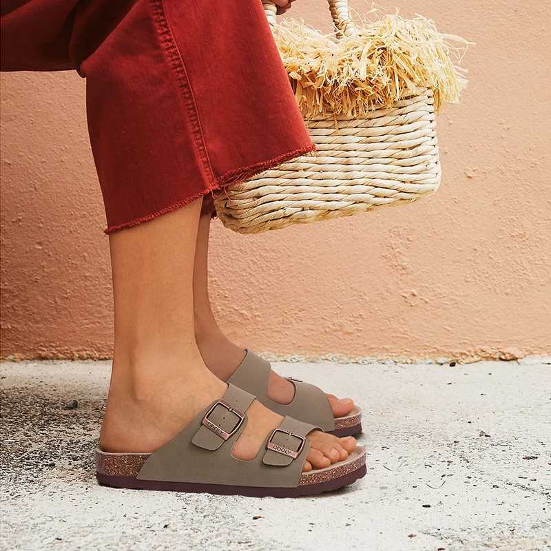 Bebealy Womens Cork Footbed Slide Sandal Summer Men Mules Fashion Women Clogs Slippers Outdoor Beach Sandals Adjustable BuckleXJ250527
