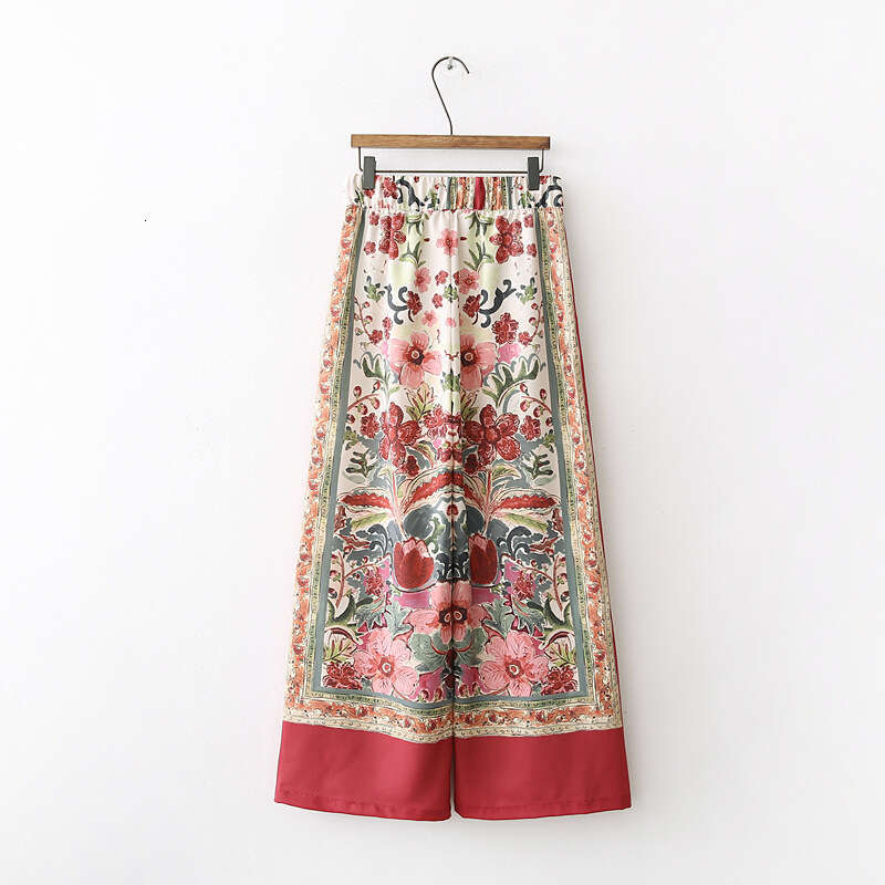 Women's Clothing 2025 Spring New Belted Blazer + Wide-Leg Pants Printed Set