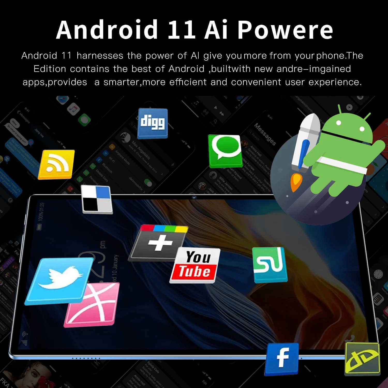 New 10.1 Inch Tablets Octa Core 3G Phone Call Dual SIM Dual Cameras 4+64GB Android 11 Google Play WiFi Bluetooth Global Version z250527N9RS