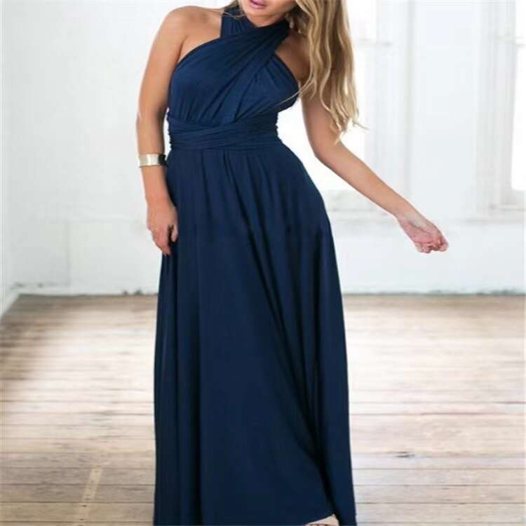 Solid Color Versatile Sexy Tie Red Long Gown Bridesmaid Dress