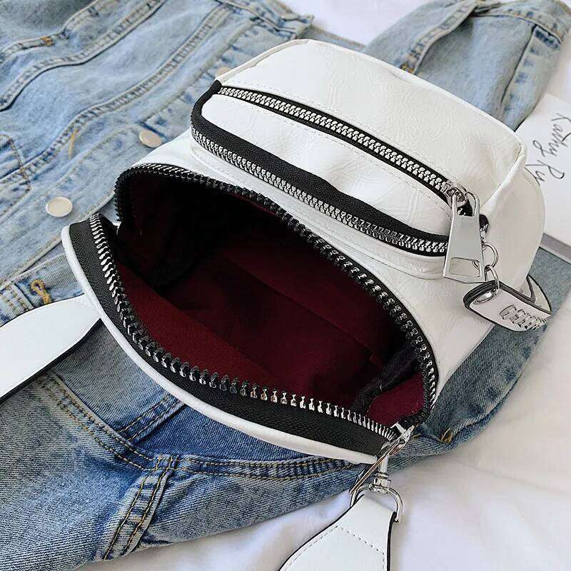 NIGEDU Glossy Wide strap Women shoulder bag designer rivet crossbody bags for female Handbags sier bolsas feminina black