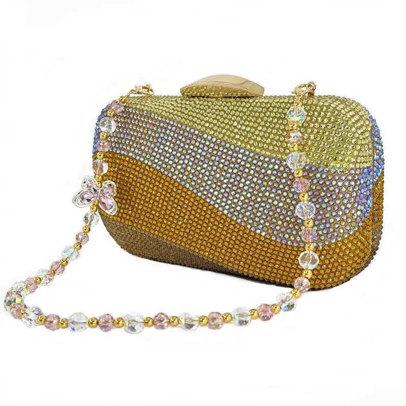 Luxury Ladies Clutch Evening Bag Gold and Silver Multi Color Diamond Wallet Latest Wedding Party Christmas Gift Evening Bag W250527