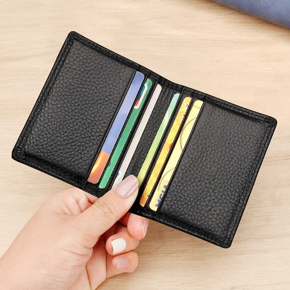 Lychee Genuine Leather Mens Card Holder Anti-magnetic RFID Bag Ultra Thin Soft Business Card Holder for Men Z250527
