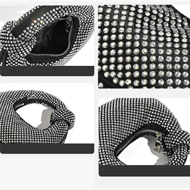New Crystal Shiny Diamonds Evening Bag Fashion Womens Handbag Wedding Party Clutch Purse Luxury Satin Bag Female Shoulder Bags W250527