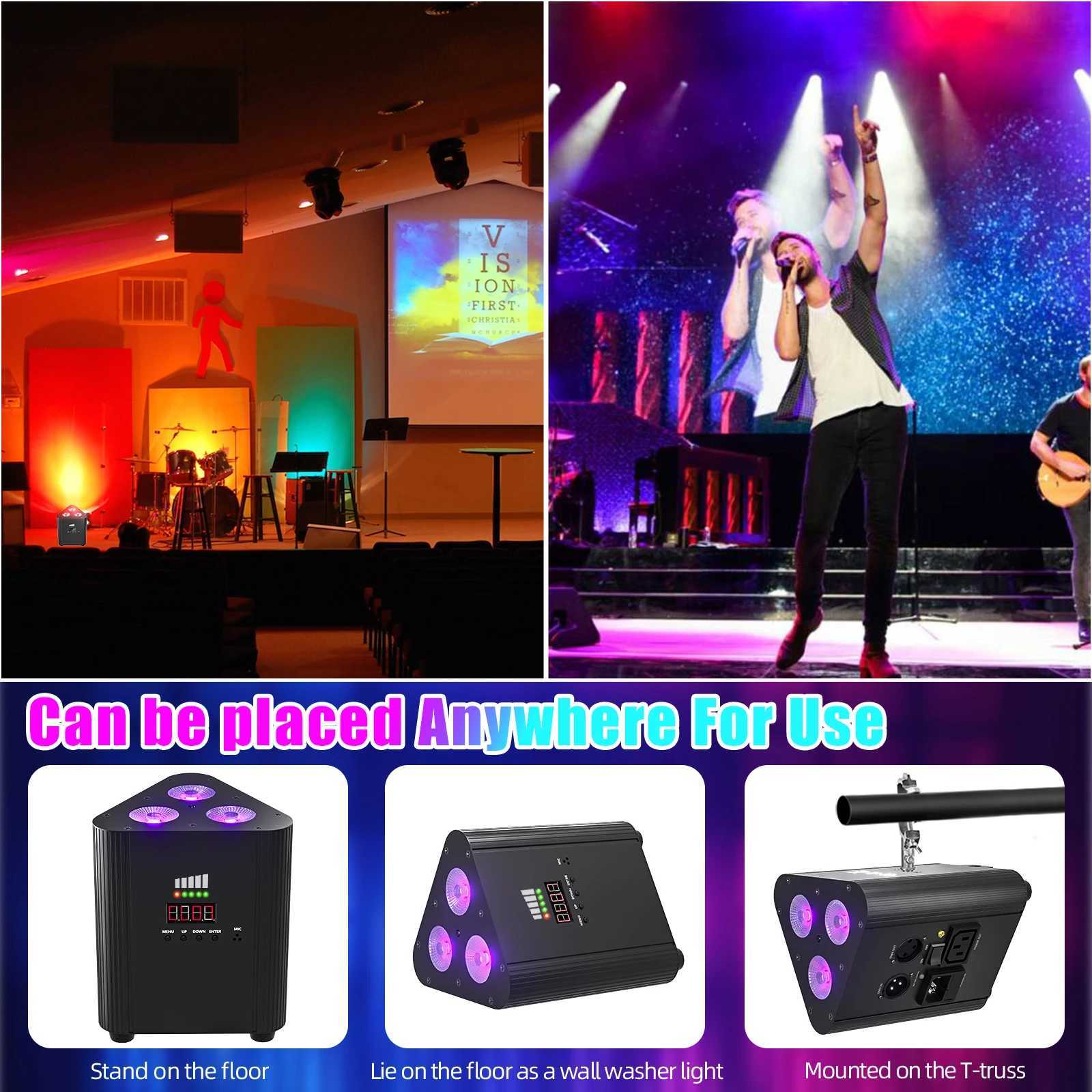UKing 4PCS 4in1 RGBW LED Battery Par Light 3x4W Triangle Wash Wall Light DMX512 Wireless Effect Light for Concert Disco PartyXJ250527