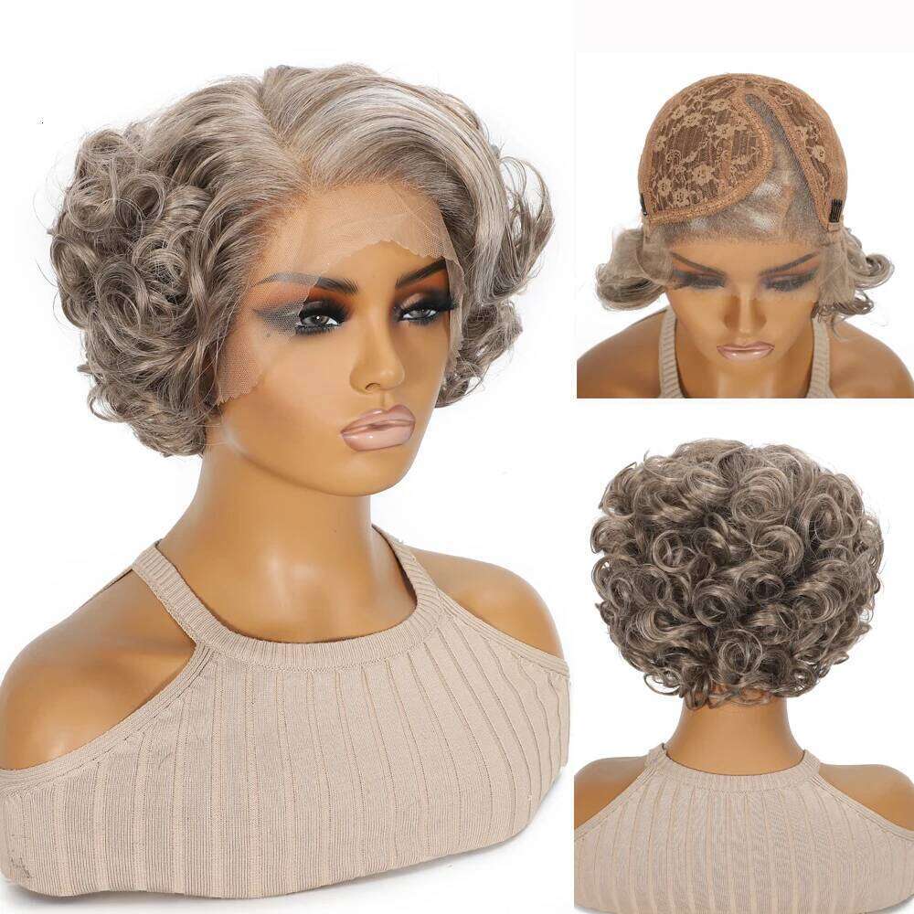 10 Inch Short Curly Synthetic Wig for Women Glueless Minimalist HD Lace 13x5 T-Part Bouncy Egg Curls 1920s Style Daily Use