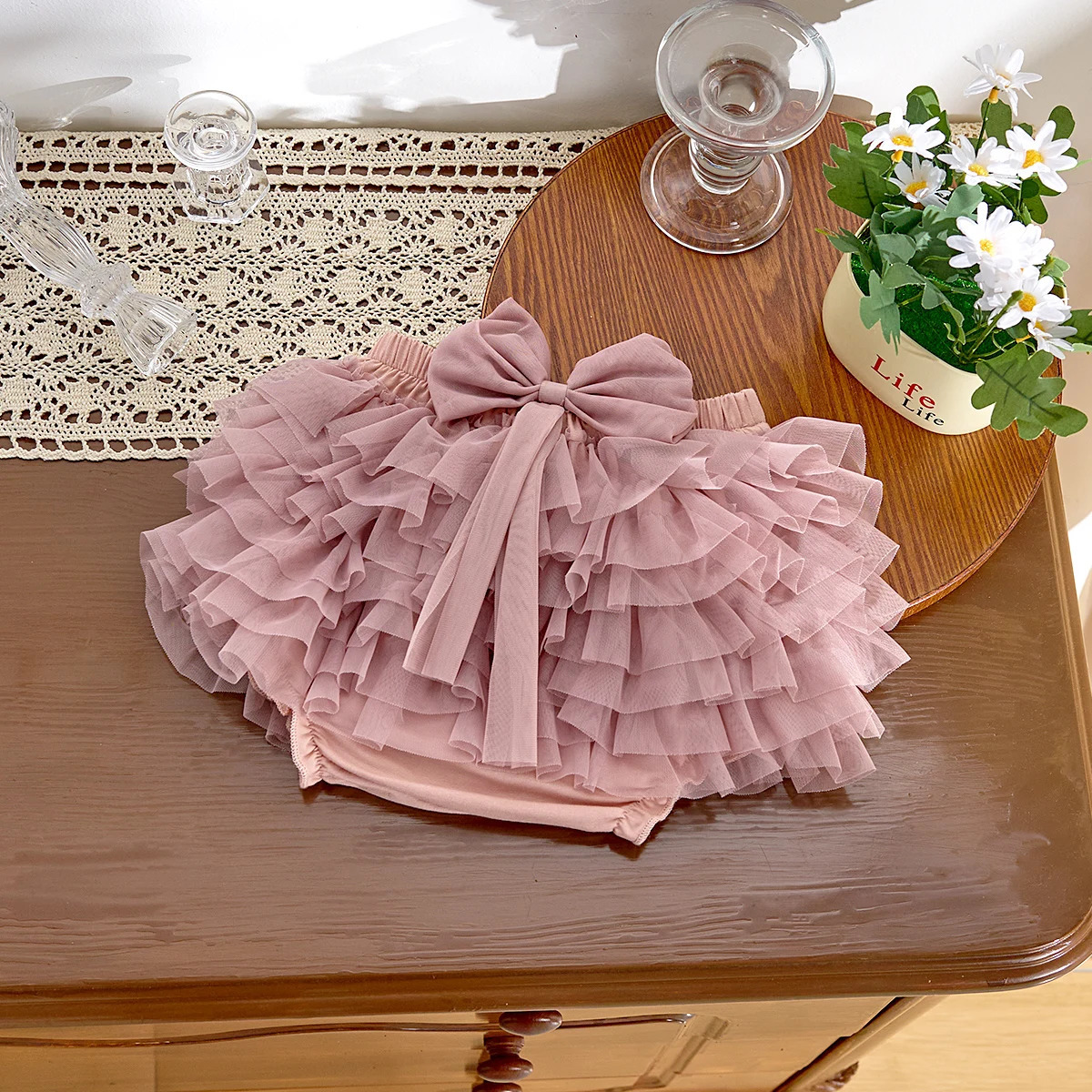 Summer girls shorts tulle bow baby triangle 250527