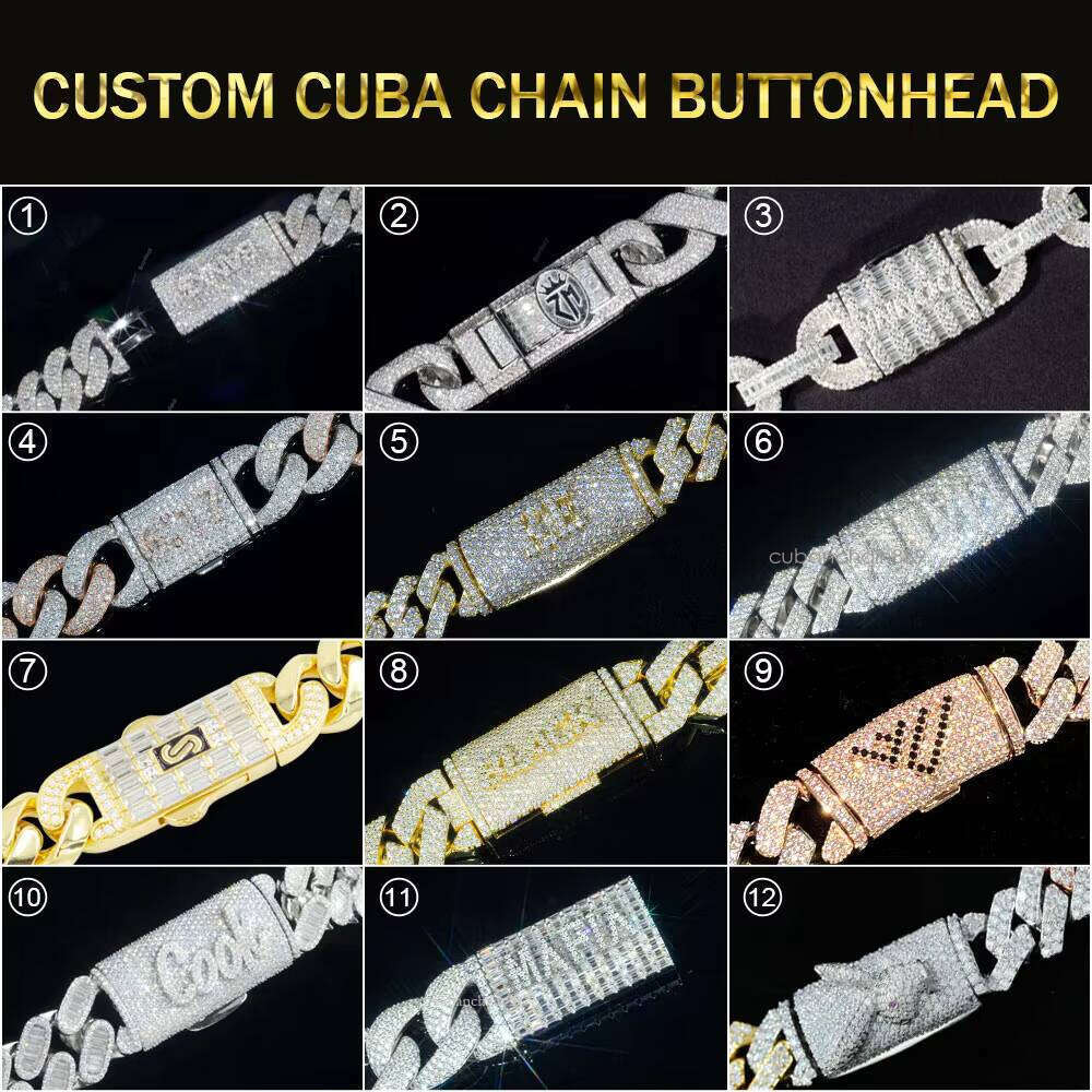 Custom Vvs Baguette Moissanite Pass Dia Test Iced Out Hip Hop Sier Necklace Cuban Chain Fine Jewelry Men 16mm 18mm 20mm