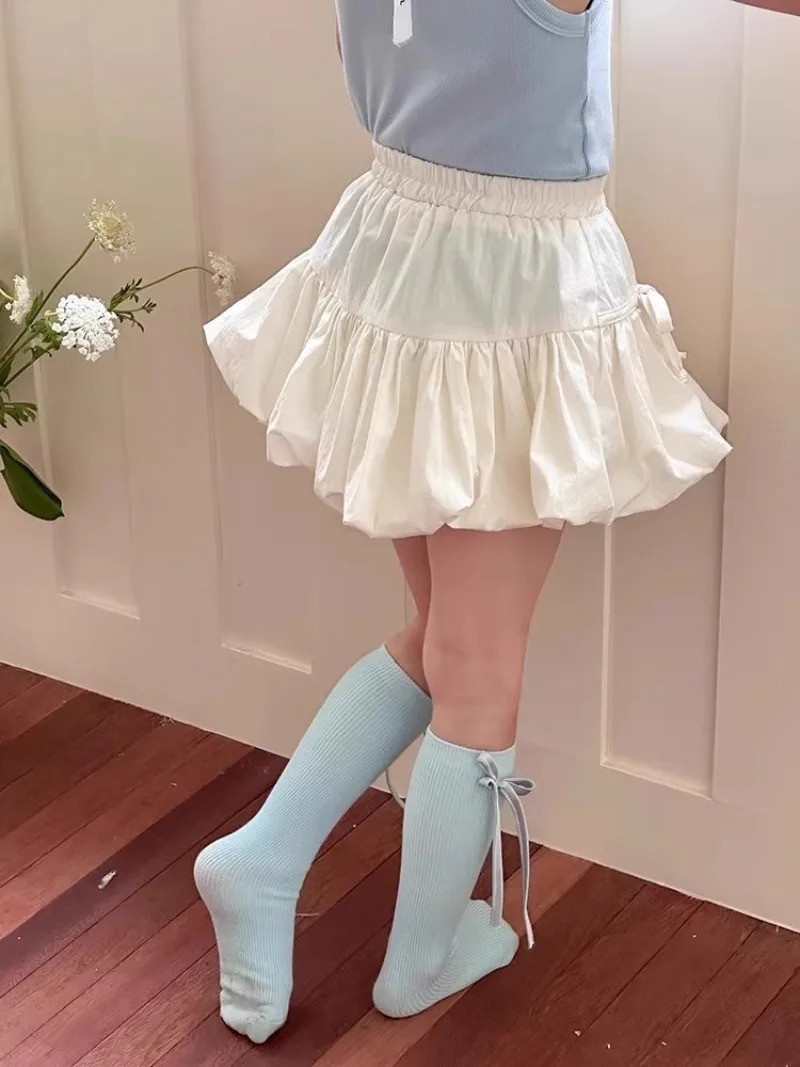 Girls Flower Bud Half Body Skirt Summer Trendy Childrens Sweet and Cute Bow Short 250527