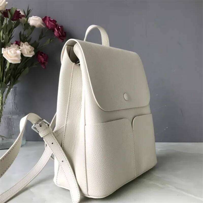 Retro Casual New Genuine Office Solid Color Natural Leather Travel Backpack Womens Shoulder School Bag