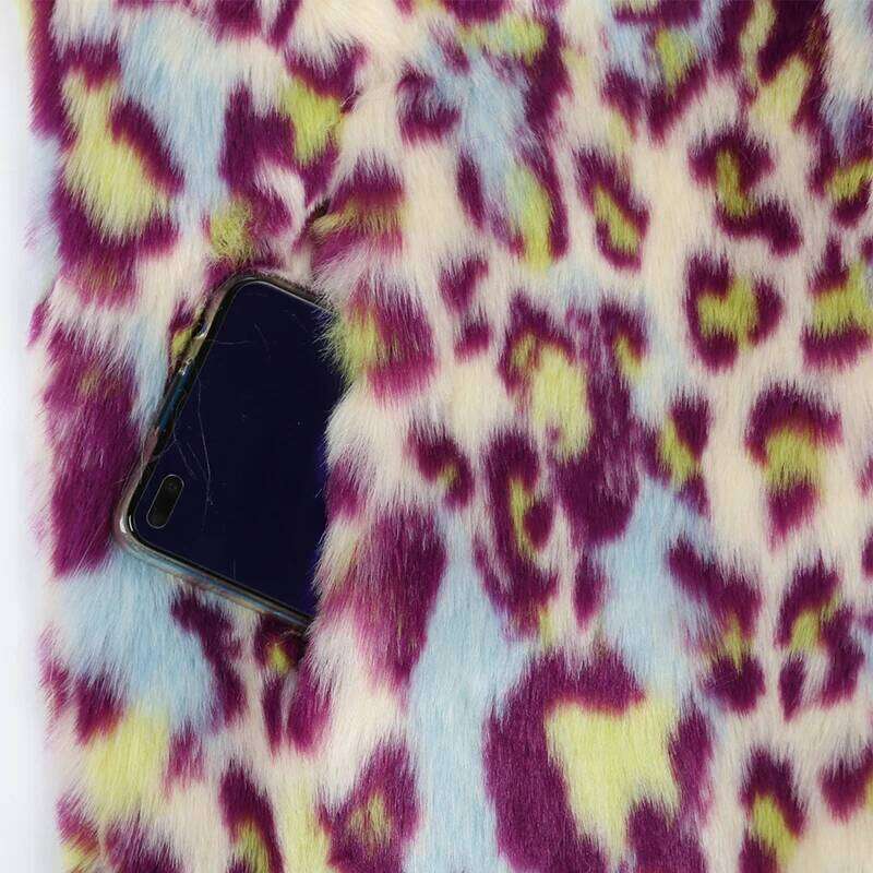 Nerazzurri Multicolor Long Colorful Leopard Print Faux Fur Coat Women Warm Thick Womens Fashions Winter Clothes 2022 5xl 6xl 7xl