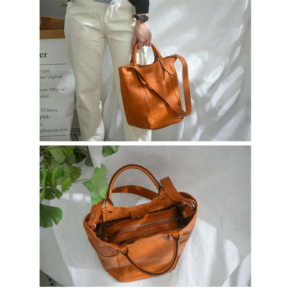 Outdoor Casual Genuine Leather Women's Tote Designer Natural Soft First Layer Cowhide Female Handbag Crossbody Bag