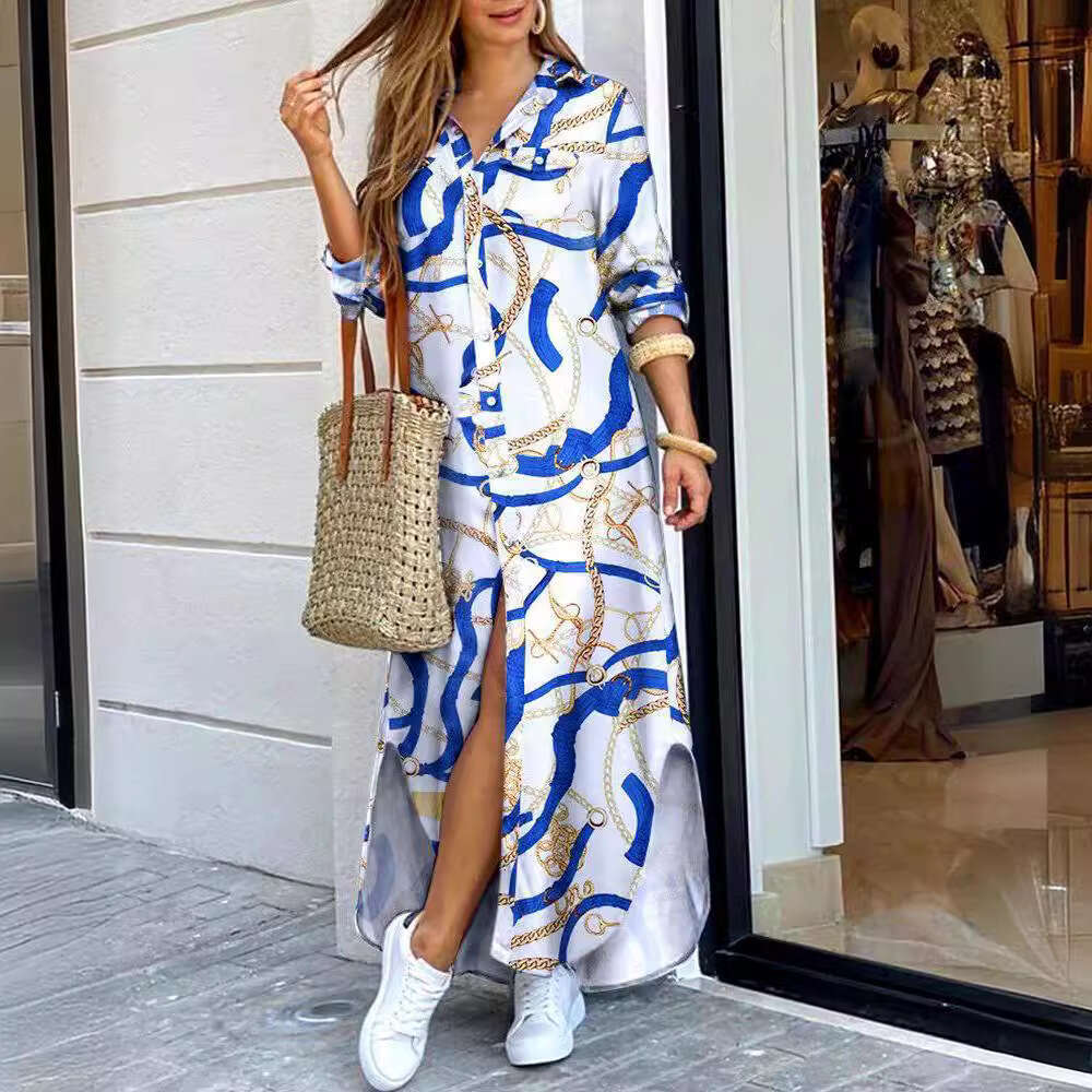 2025 Hot Sale New Spring Summer Fashion Sexy Shirt Long Dress 36