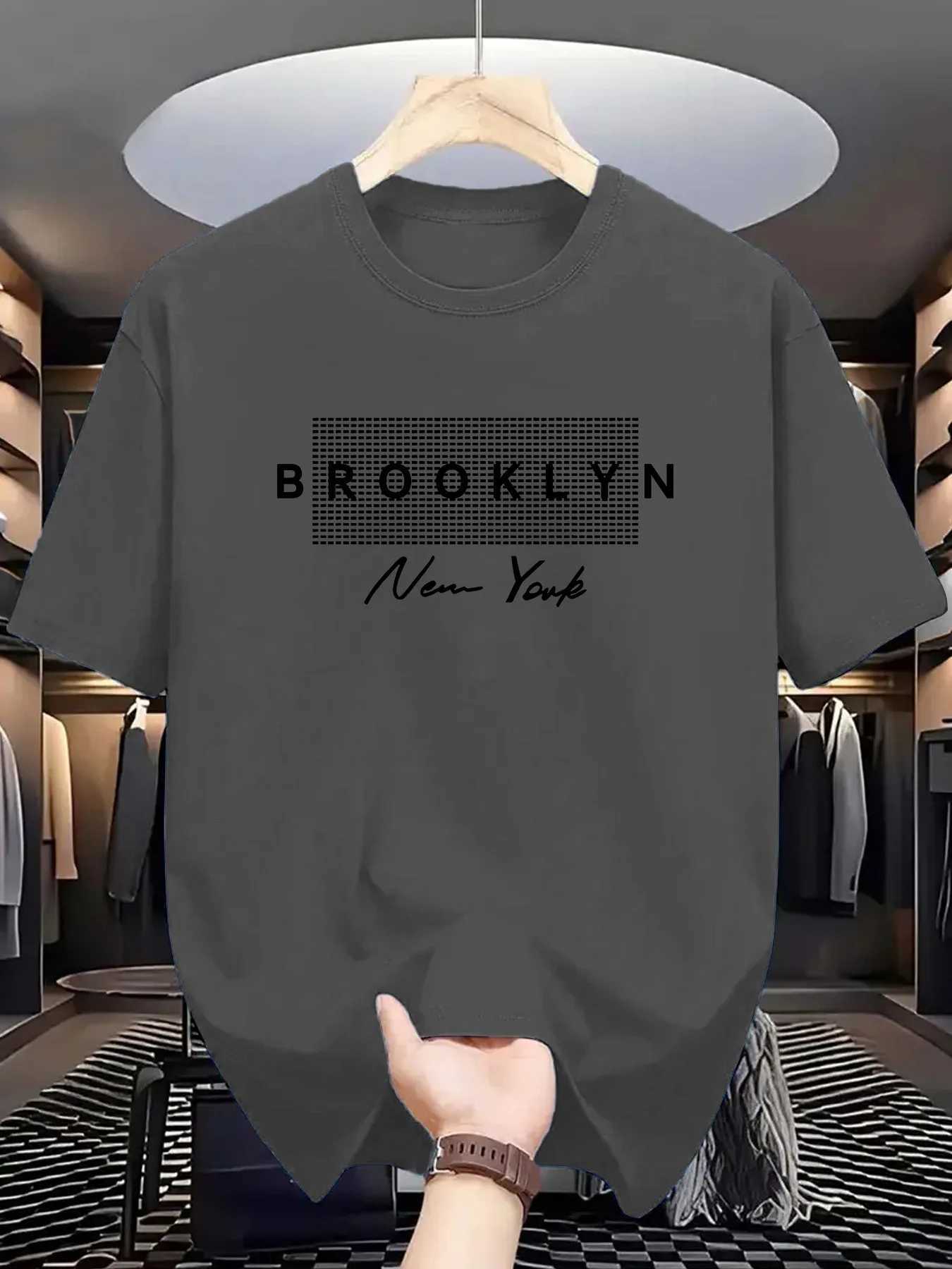 Brooklyn NY Mens T-Shirt 100% Polyester Style T-Shirt Crew Neck Slightly Stretchy Fabric Summer Casual Short Sleeve Top Z250527