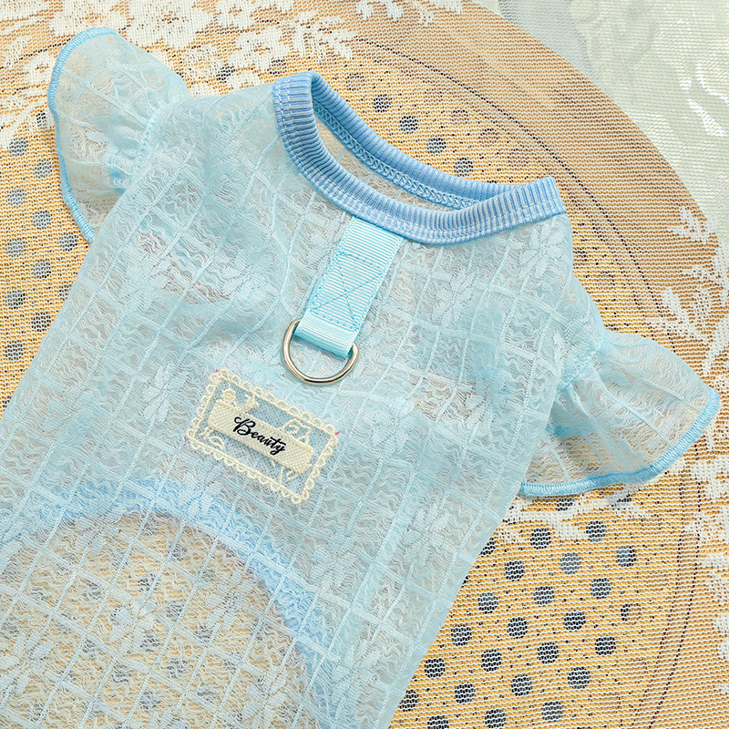 Cute Mesh Pet Dog Vest Breathable Hollow Cat Clothing Striped Thin Pet Cooling T Shirt for Puppy and Cat