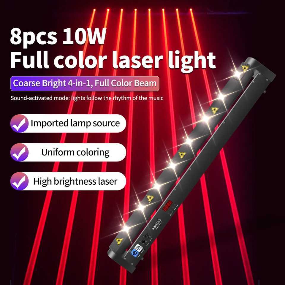 Full Color RGB 8 Eyes Moving Head Light DMX512 Kontrol Lazer Bar Beam Sahne Etkisi Aydnlatma Dn Doum Gn Partisi DJ Disko iinXJ250527