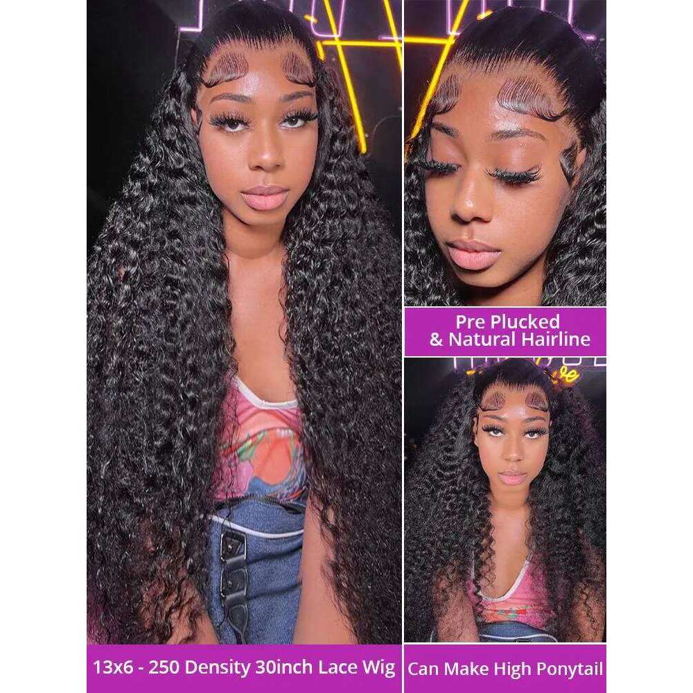 MossilyHd 13x6 Human Hair Curly Wig For Women 40 Inch Brazilian Pre Plucked 13x4 Deep Water Wave Lace Frontal Wigs