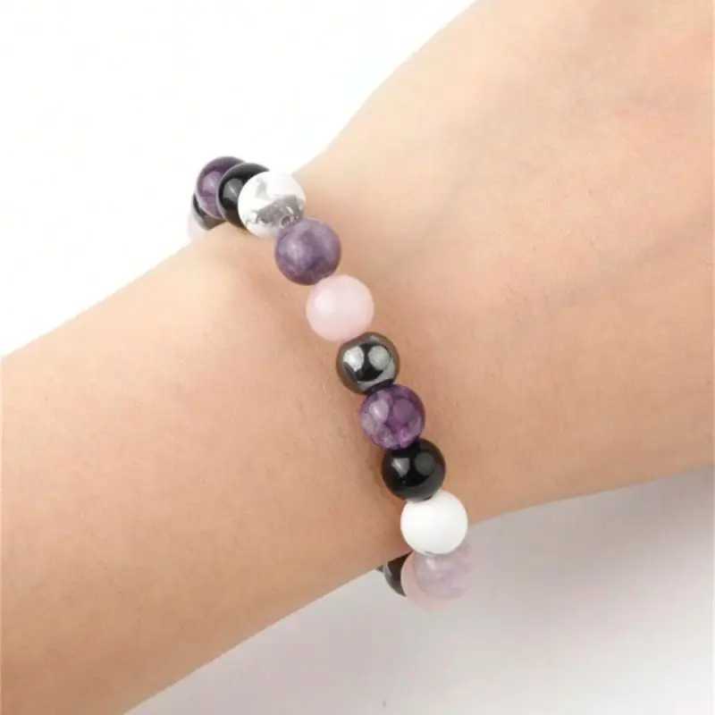 OAIITE Handmade Gifts Natural Stone Bracelets Men Women Jewelry Rose Quartz Hematite Lithium Howlite Amethyst Relieve Anxiety W250526