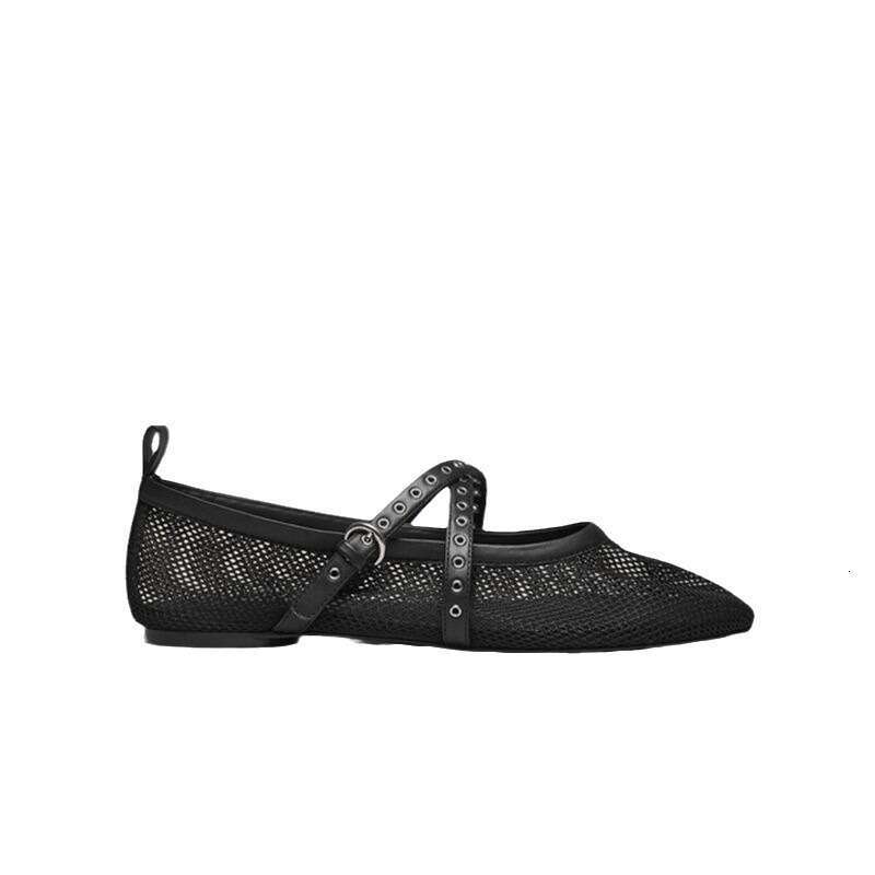 French Style Mesh Ballet Flats 2025 Spring Summer New Black Fashion Simple Personality Women's Shoes