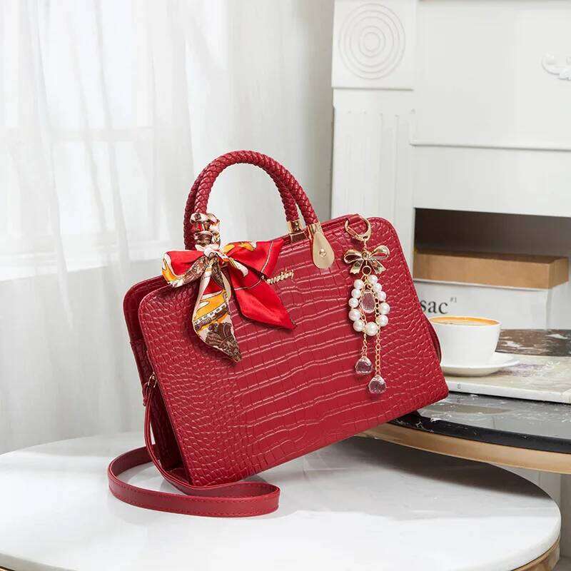 Scarves Women's Handbags PU Leather Crocodile Wild For Women 2024 Casual Tote Ladies Bolsos Messenger Bags