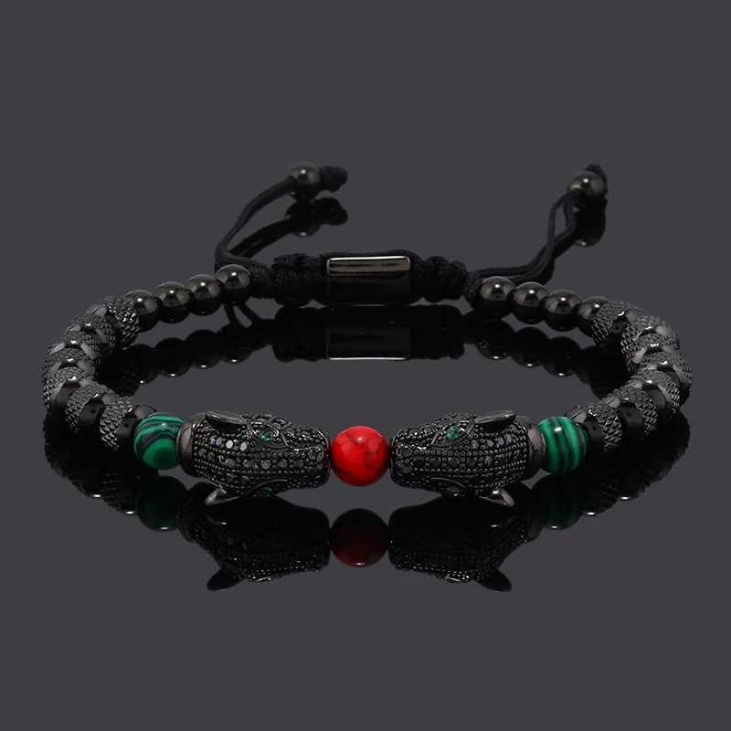 Luxury Leopard Head Charms Man Bracelet Stainless Steel Beads Woman Bracelets Lover Couple Jewelry Gift W250526