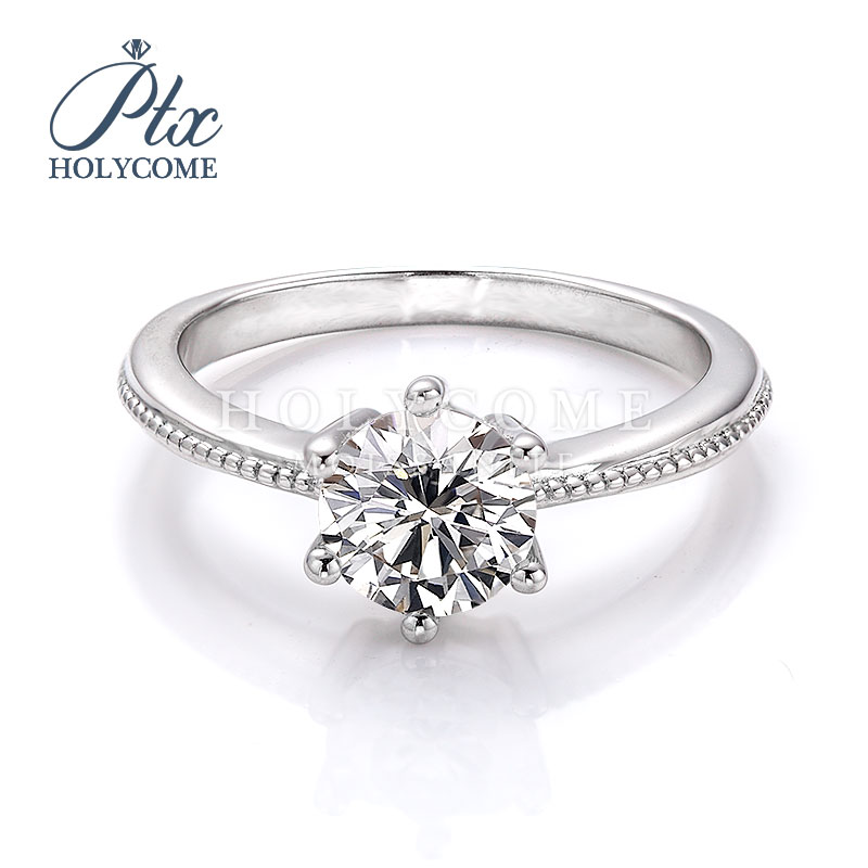 Handmade Wedding Band Classic Design Ring Jewelry 925 Sterling Silver 18k White Gold Plated Wedding Engagement Moissanite Stone Ring