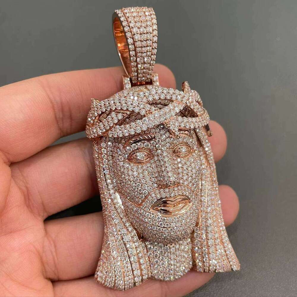 Custom Hip Hop Iced Out Jesus Faced Moissanite in Sterling Sier for Men & Women Fashion Necklace Pendant Jewelry