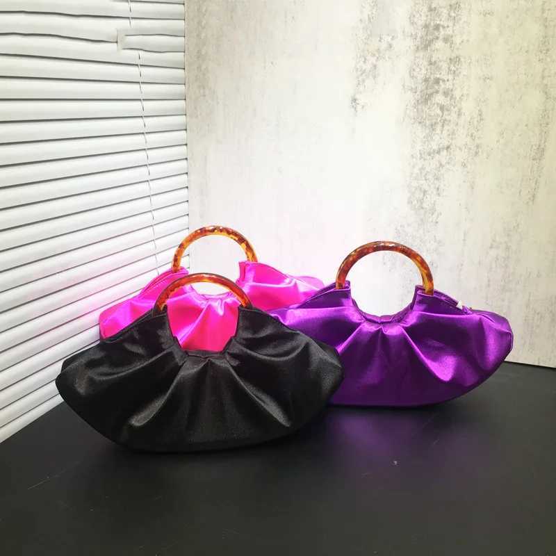 Luxury Satin Dinner Bag Designer Pleated Silk Cloud Bag High Quality Acrylic Handle Handbag for Women Evening Party Clutch Bag W250527
