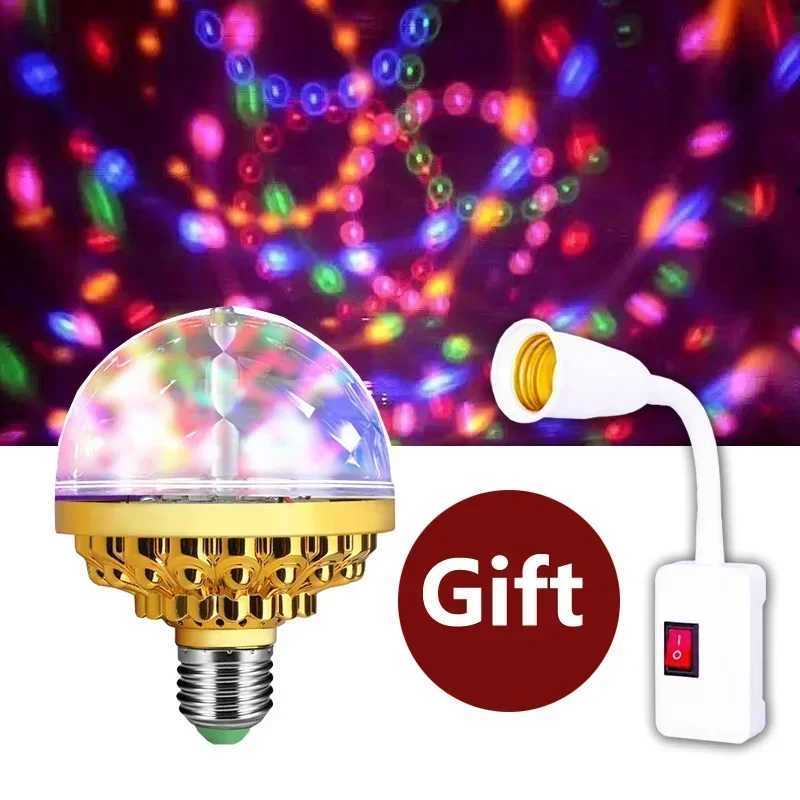 Colorful E27 Rotating Atmosphere 360 Magic Ball Bulb Automatic Stage Effect LED Lamp Night Light For DJ Disco KTV Dance Party XJ250527