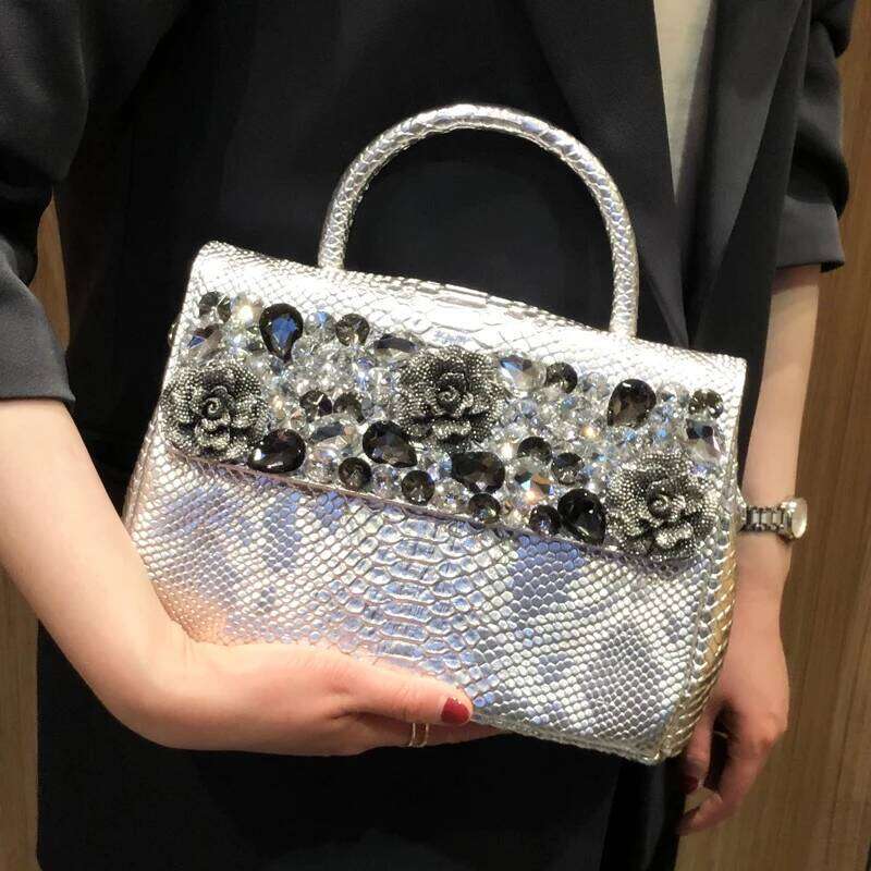 2023 Fashion Brand Women Handbags Small Female Leather Dias Shoulder Crossbody Bag Rhinestone Portable Evening Bags
