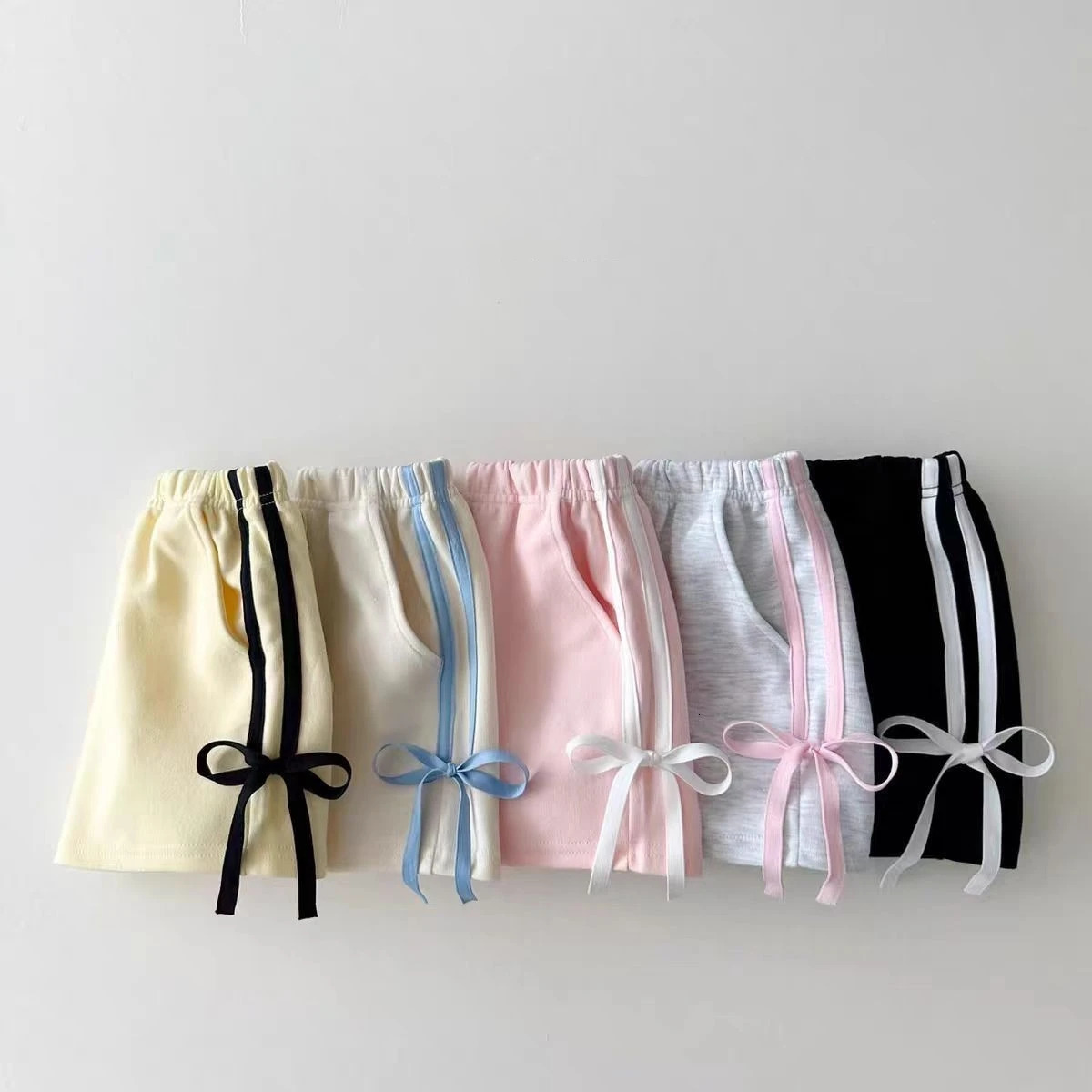 Summer Fashionable Thin Cotton Baby Girls Loose Fit Casual Shorts with Butterfly Knot Waist Cute Trendy Unisex Kids Clothing 250527