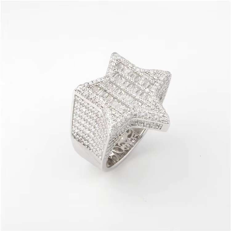 Factory Custom Luxury Hiphop Jewelry 925 Silver Moissanite Diamond Hip Hop Star Ring Iced Out Letter Ring Men
